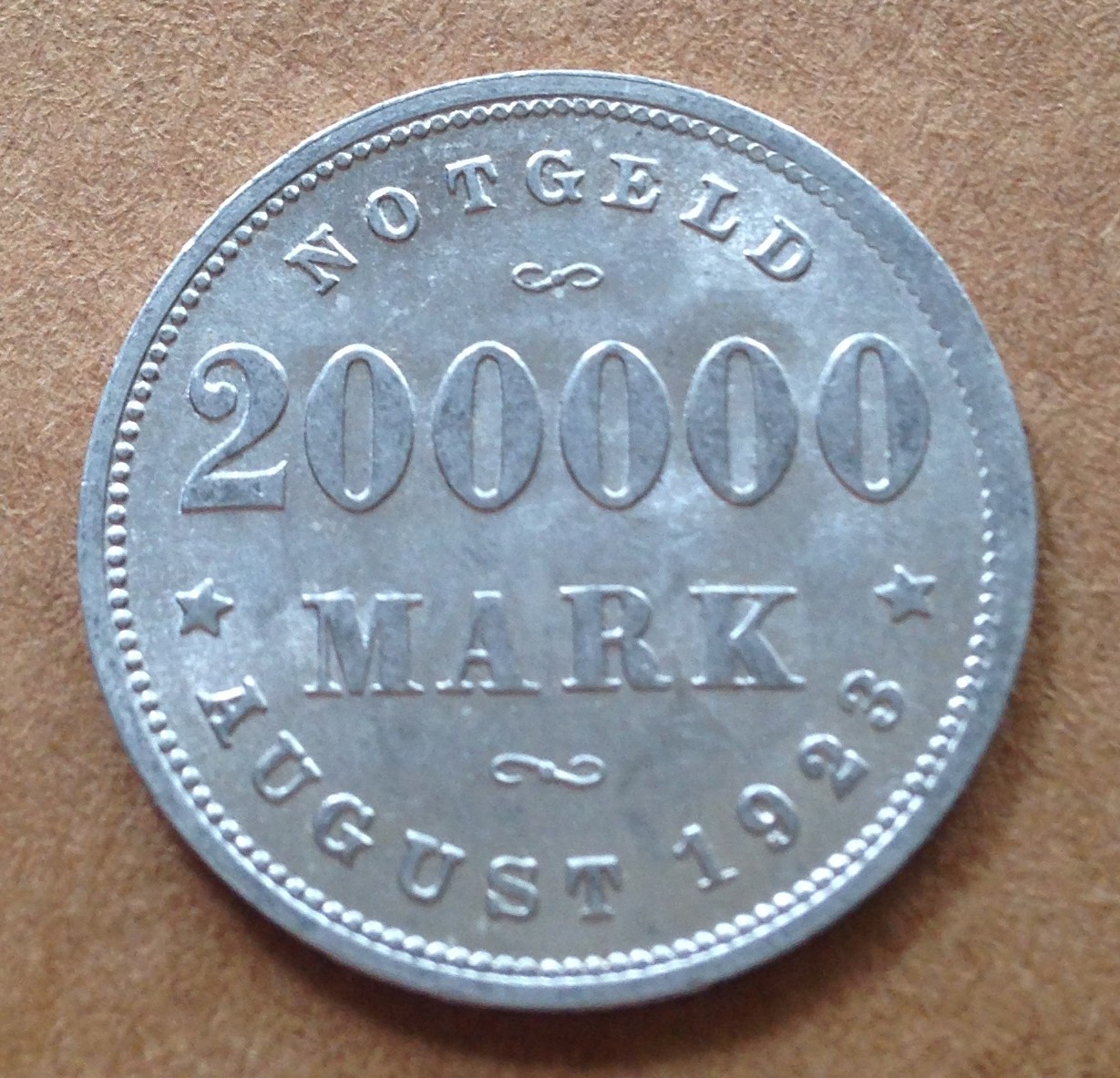 1923 200,000 mark coin - Hamburg emergency money