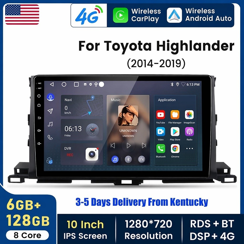 6+128G 8CORE CARPLAY ANDROID15 FOR TOYOTA HIGHLANDER 14-19 CAR STEREO RADIO GPS 6+128G 8CORE CARPLAY ANDROID15 FOR TOYOTA HIGHLANDER 14-19 CAR STEREO RADIO GPS
