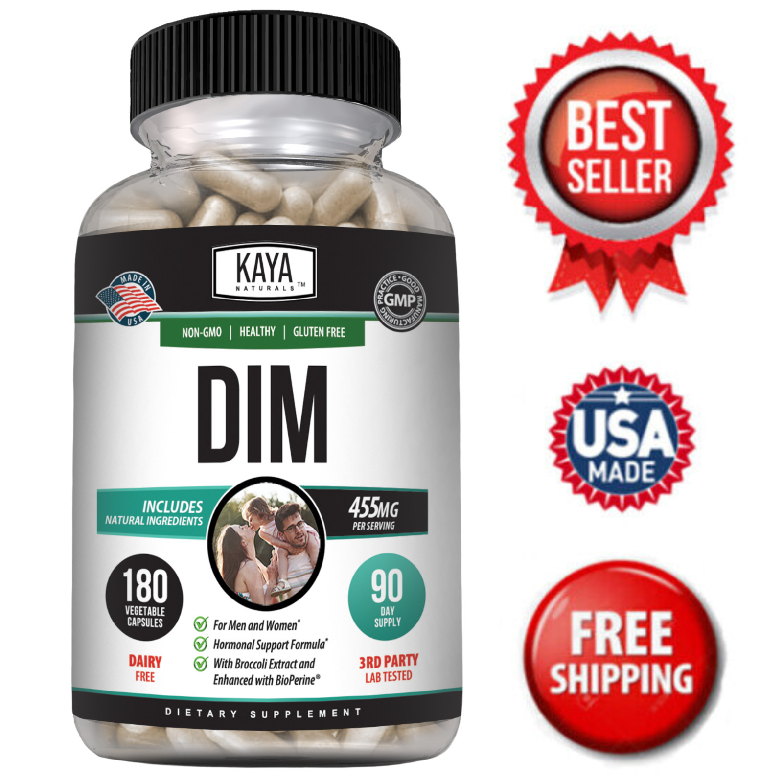 DIM Ultra Supplement 180ct, With Bioperine, Premium Hormonal Support Formula