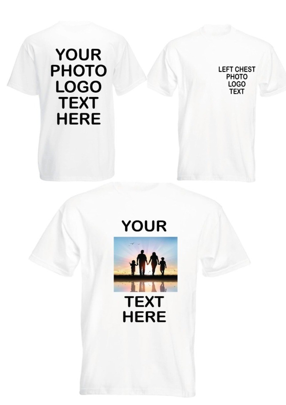 Custom Photo & Text T-Shirt - Add Your Own Image Logo Personalized Casual TShirt