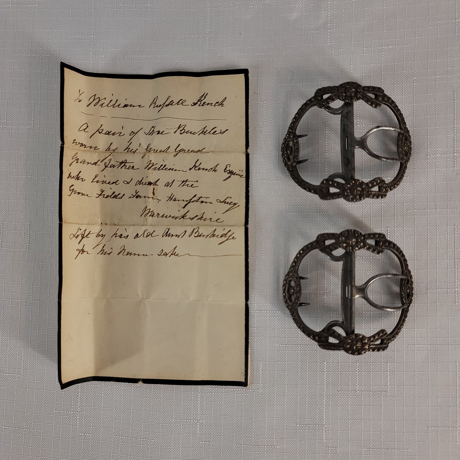 Antique Georgian Sterling Silver Shoe Buckles w/ Provenance Letter 60g c1780s