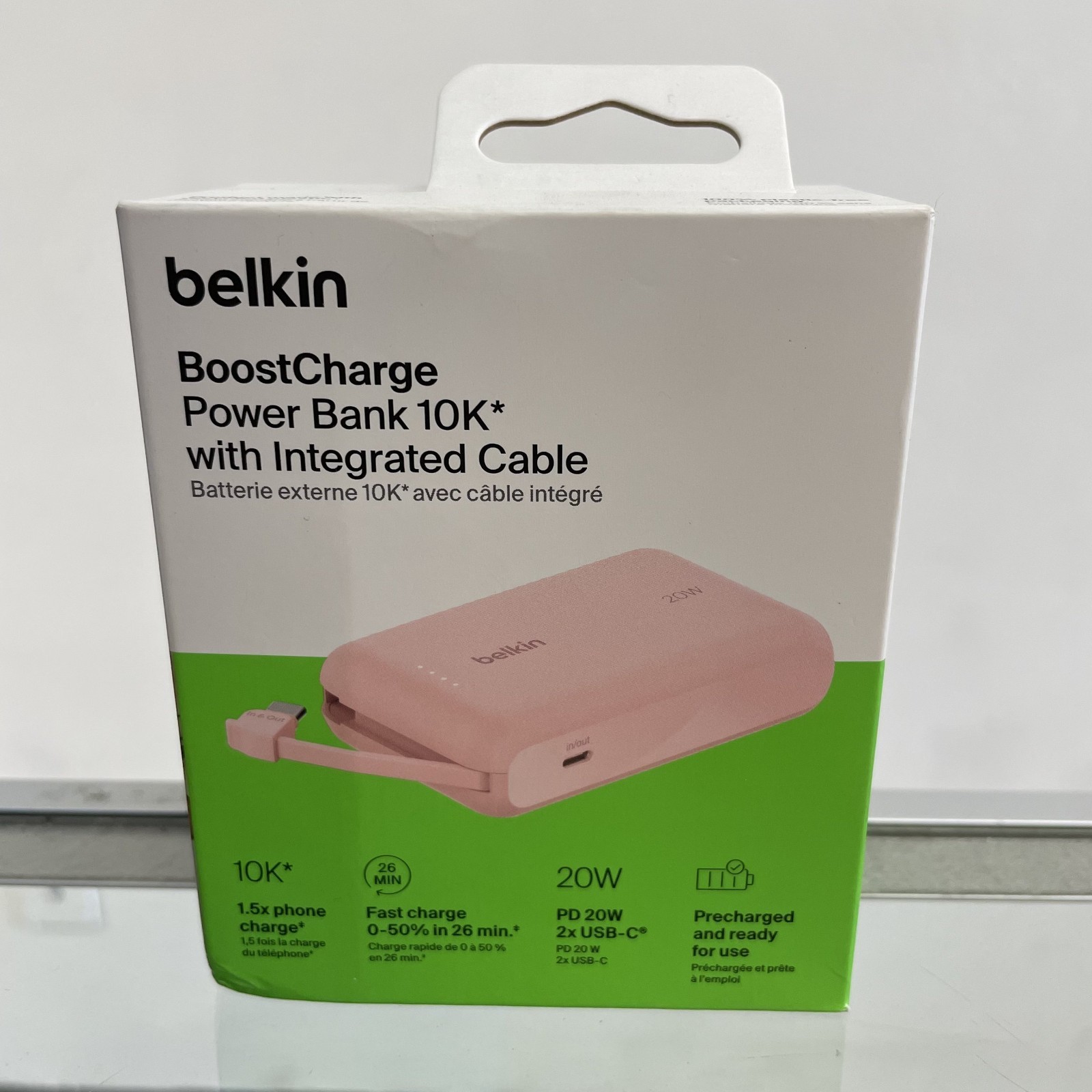 Belkin BoostCharge Power Bank 10k Portable Charger w/ USB-C Integrated Cable