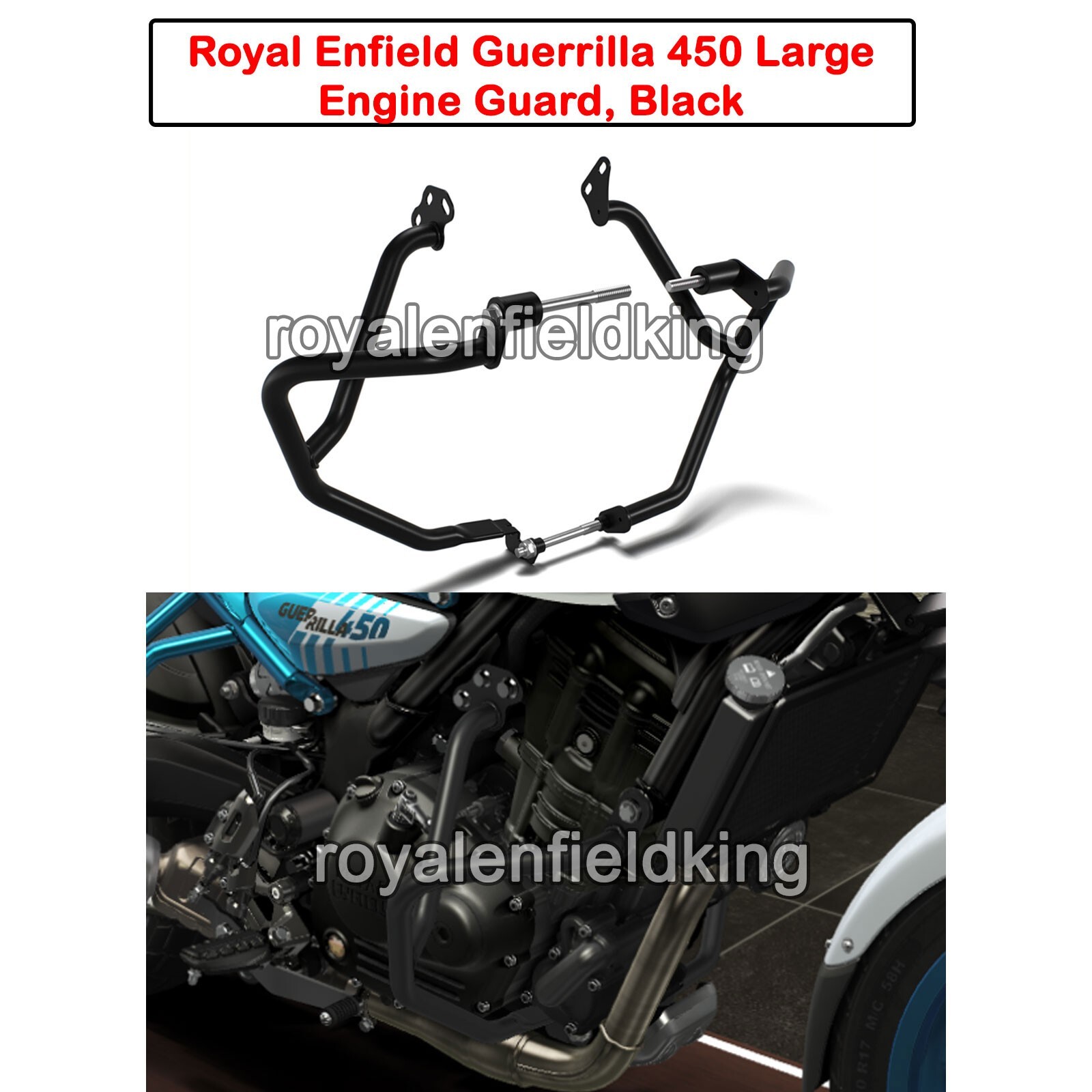 Genuine Royal Enfield Guerrilla 450 Large Engine Guard, Black
