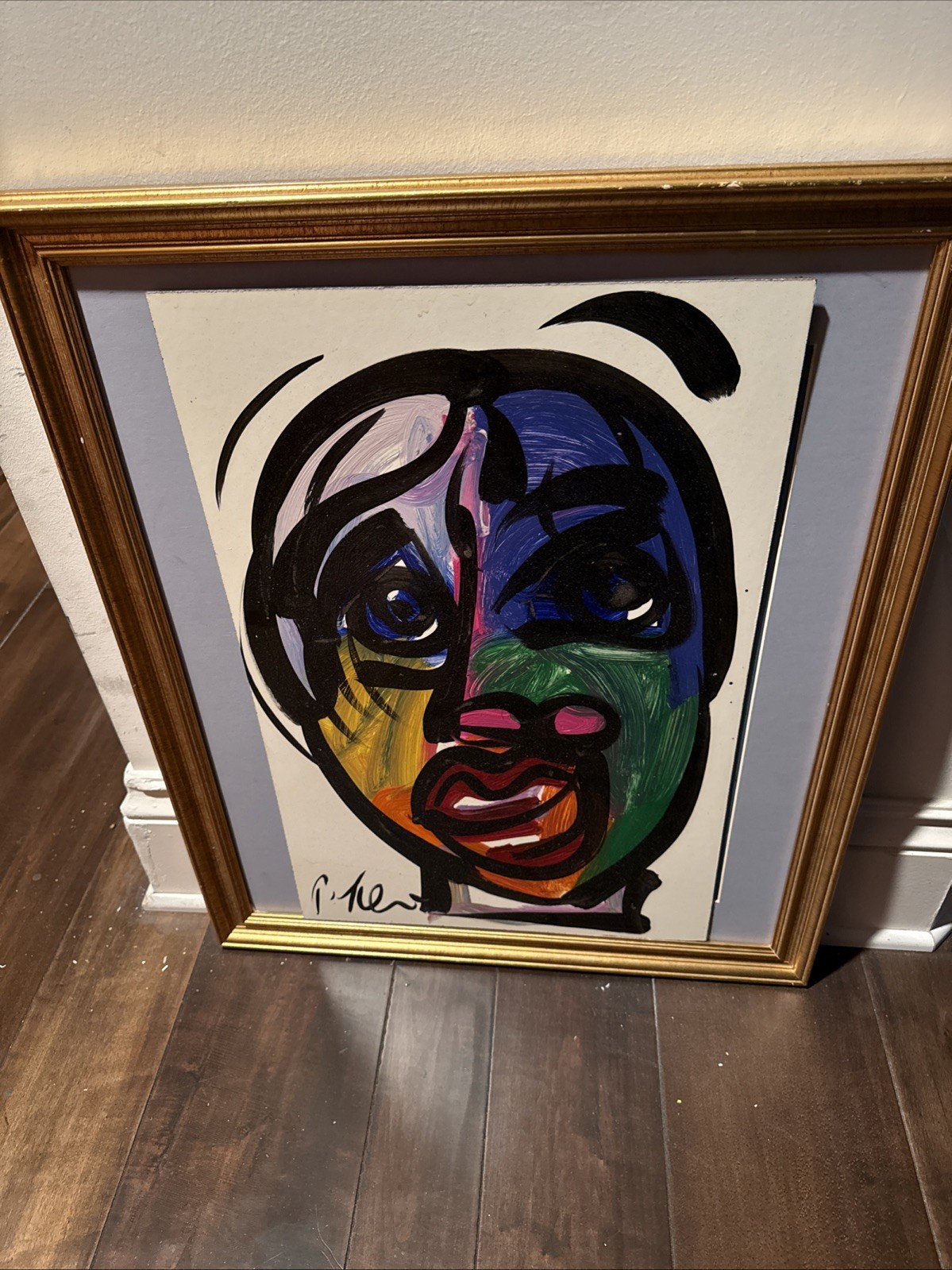 Peter Keil Abstract Colorful PORTRAIT Painting COA Modern Art 24” X 16”