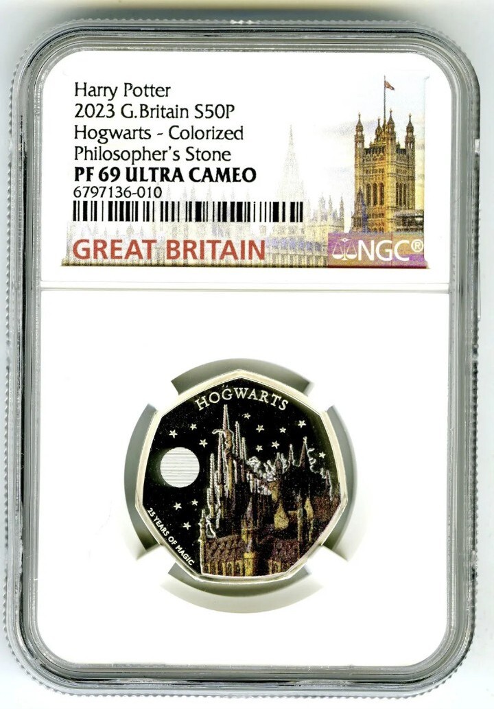 2023 Great Britain S50P SILVER PROOF ÑGC PF69 HOGWARTS SCHOOL OF WIZARDRY POTTER