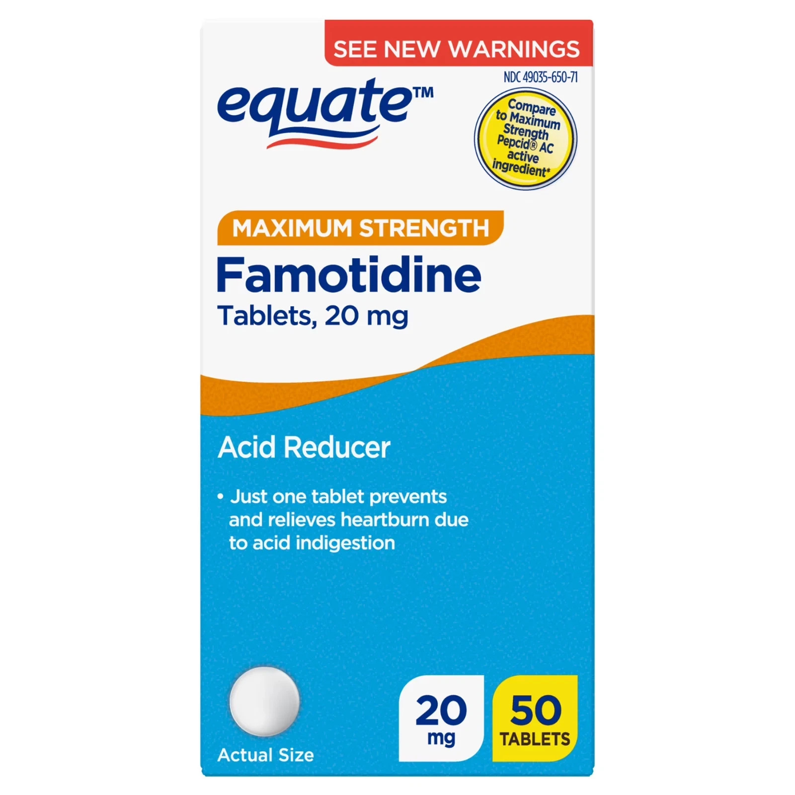 Equate Maximum Strength Acid Reducer 20 mg 50 Count Famotidine Tablets Equate Maximum Strength Acid Reducer 20 mg 50 Count Famotidine Tablets