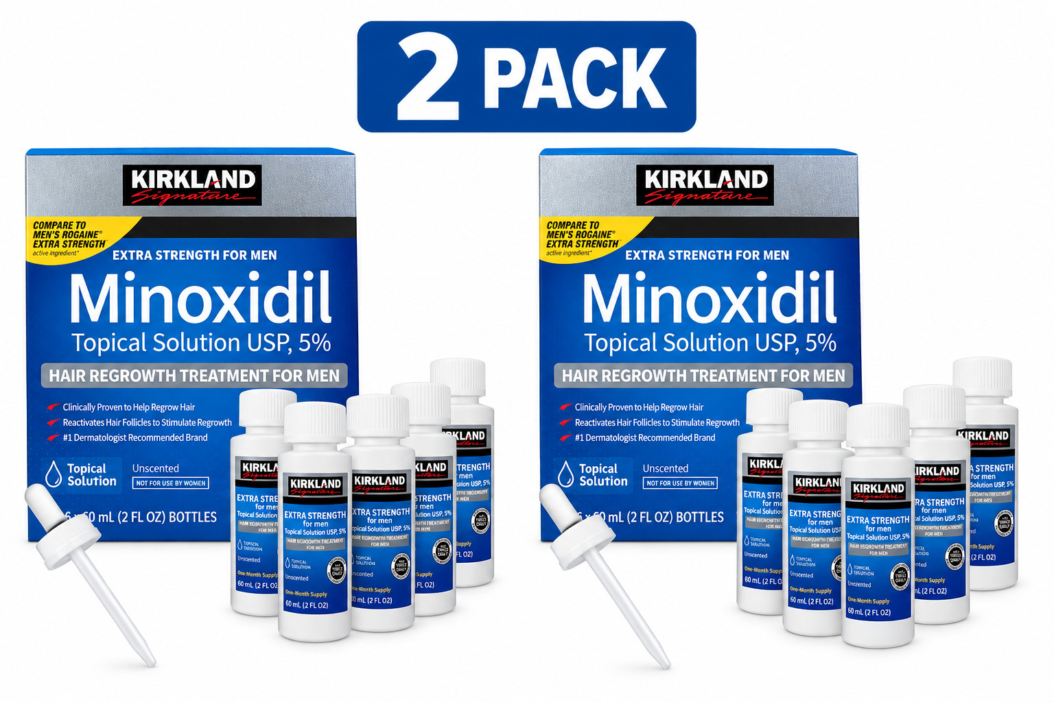 2x Kirkland Minoxidil 5% Hair Regrowth Solution 6 Month Supply EXP 08/2028