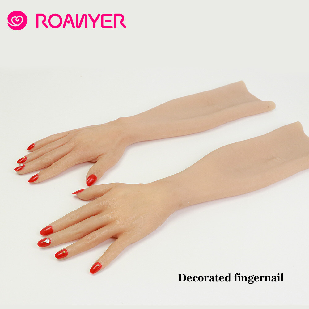 Roanyer Female Gloves Realistic Silicone Skin Hand Finger for Crossdresser Cos