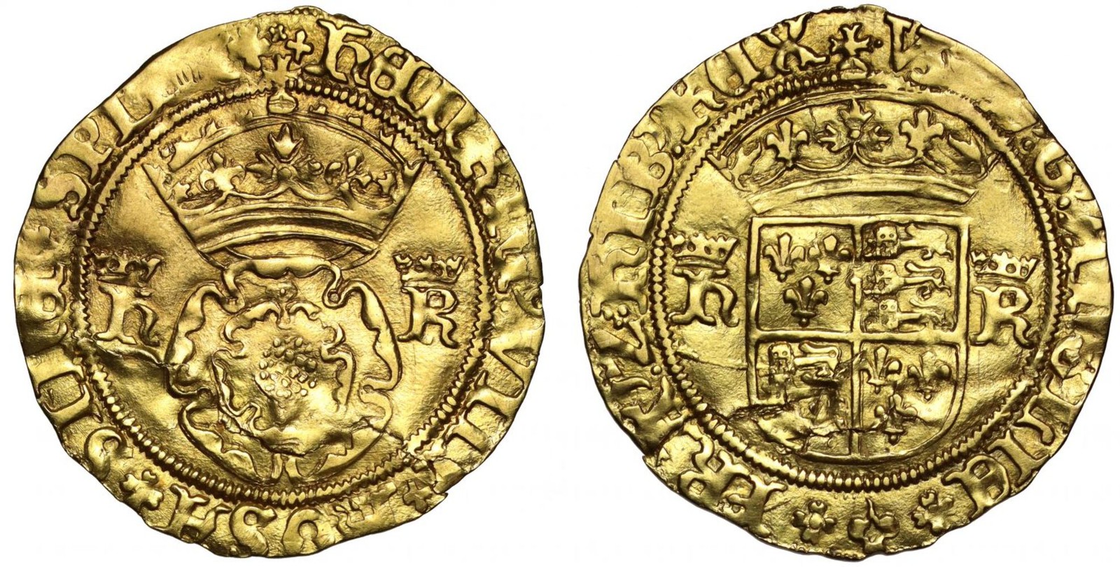 Henry VIII gold Crown, 3rd coinage, Bristol, AU Details, ex Hutchings