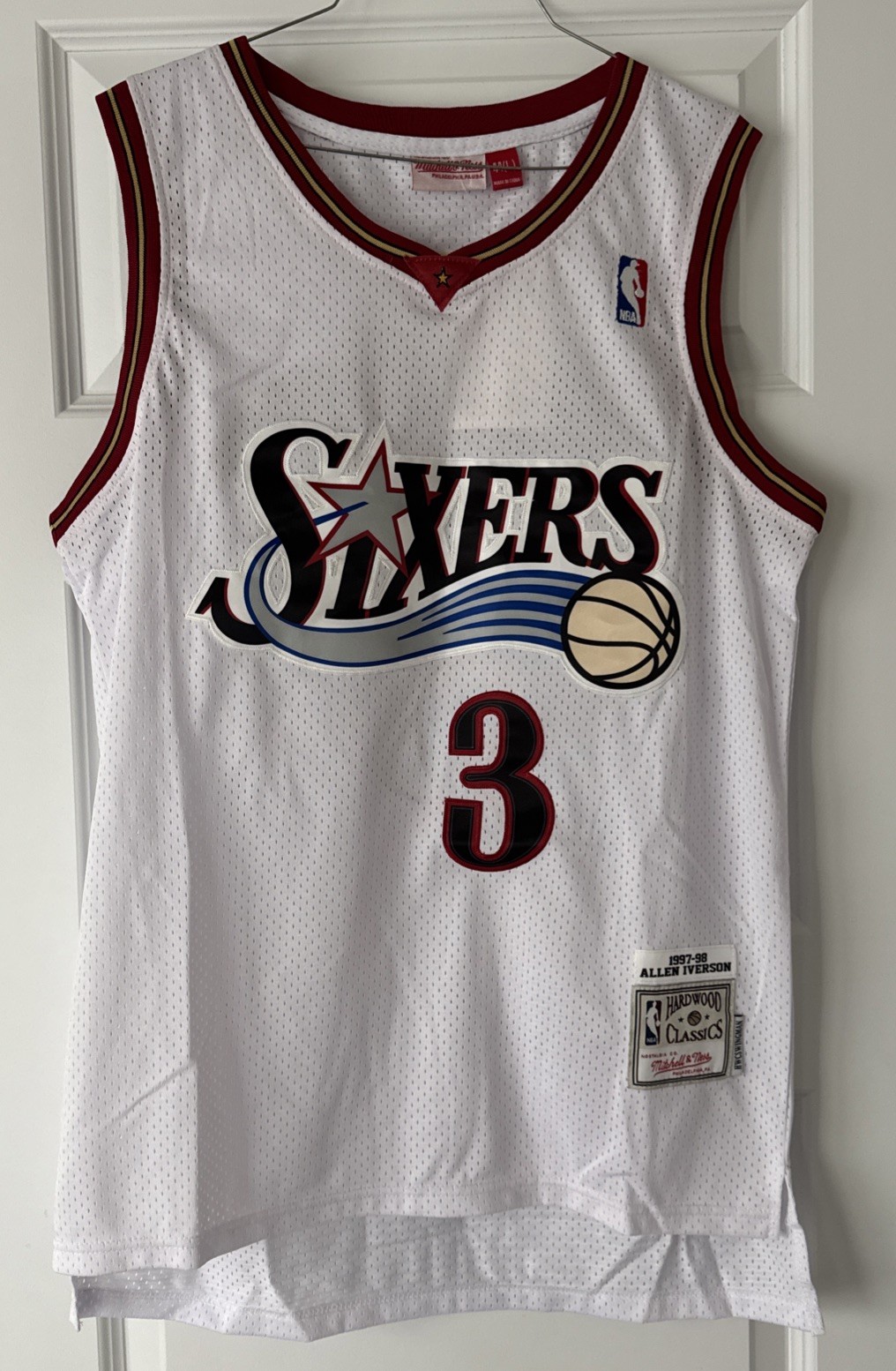 Authentic 1997 98 Allen Iverson 76ers Sixers Mitchell Ness Jersey Sz- 44 LG Authentic 1997 98 Allen Iverson 76ers Sixers Mitchell Ness Jersey Sz- 44 LG