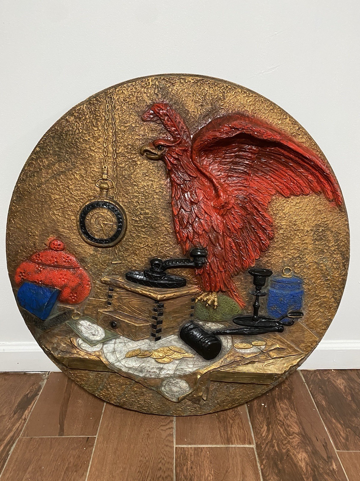 Rare Vtg  Large High relief Decor Wall American Style Life Scene By Syroco 32”
