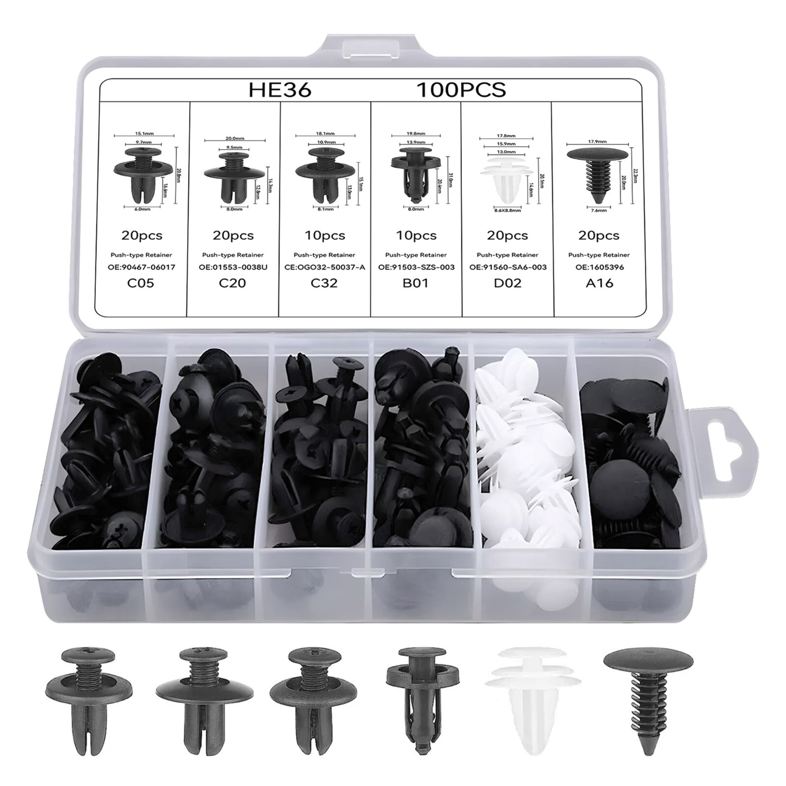 100PCS Car Bumper Clip Fender Plastic Push Pins Interior Trim Clips Fastener Kit