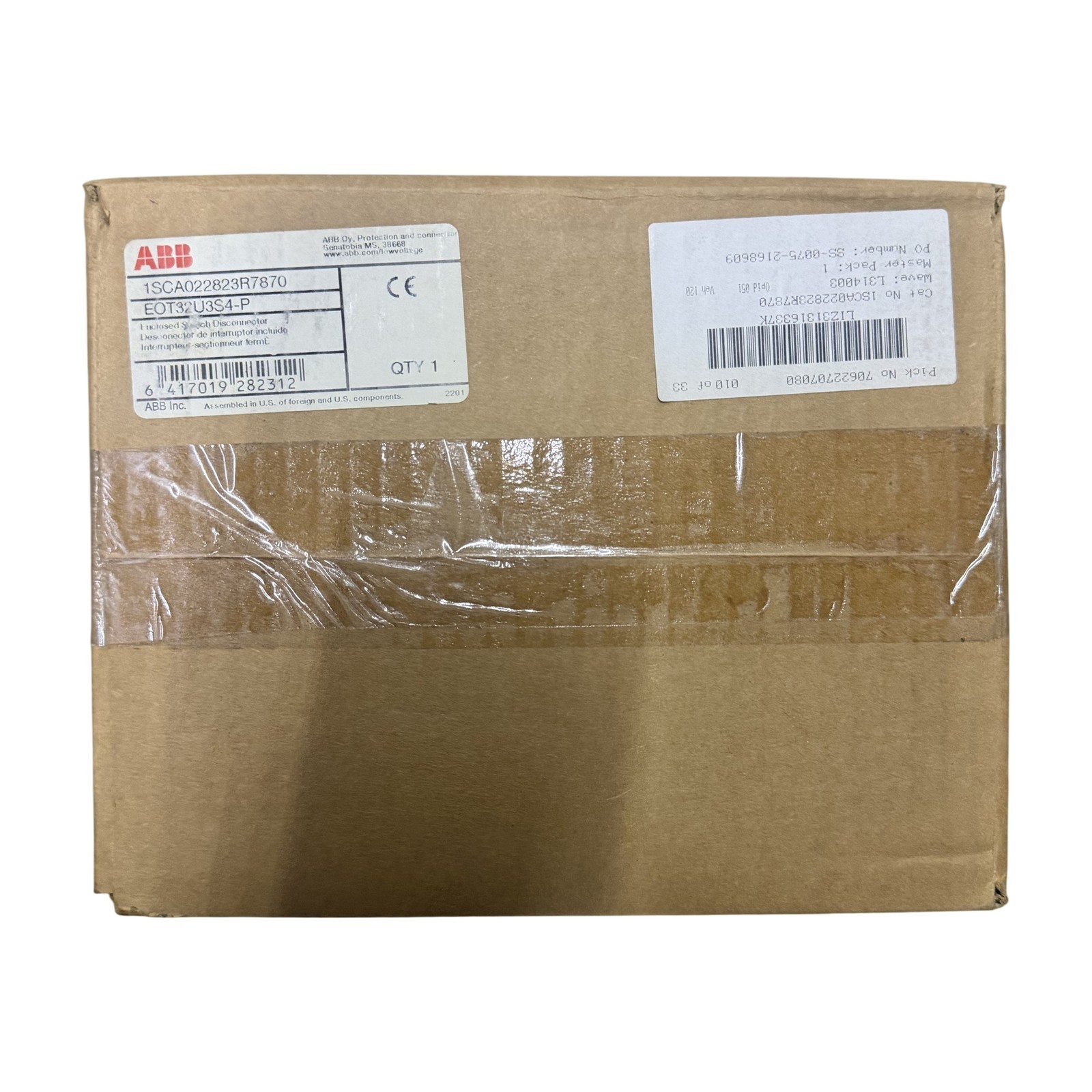 ABB EOT32U3S4-P 40A 600V 3-Pole Type 4/4X Enclosed Disconnect Switch