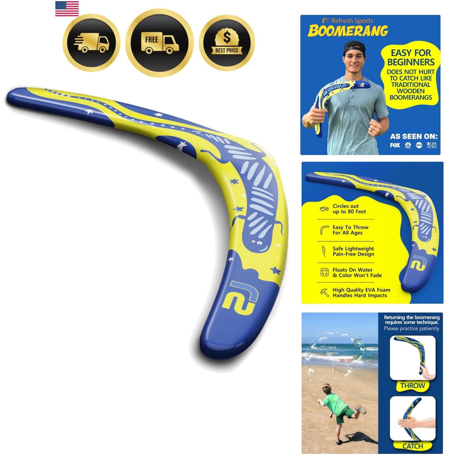 Boomerang for Adults & Kids - Fun Easy to Throw Boomerangs That Really Work -...