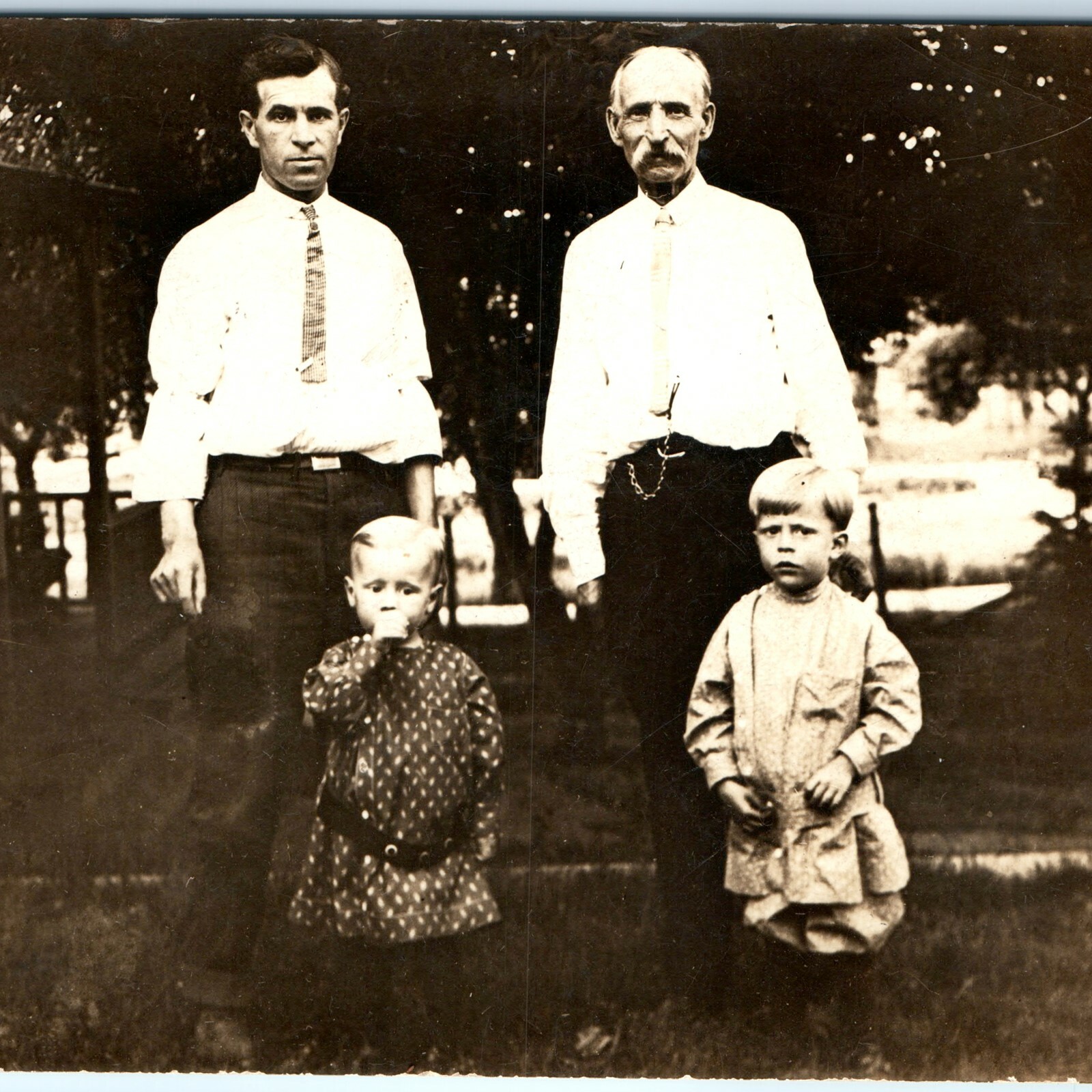 c1910s Family Generation RPPC Postcard Men Father Grandfather Boys Photo