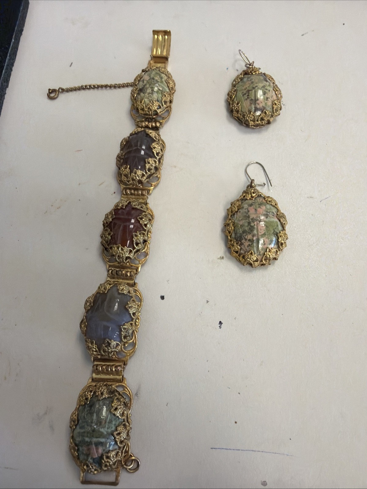 Miriam Haskell Vintage Bracelet And Earrings Set Miriam Haskell Vintage Bracelet And Earrings Set