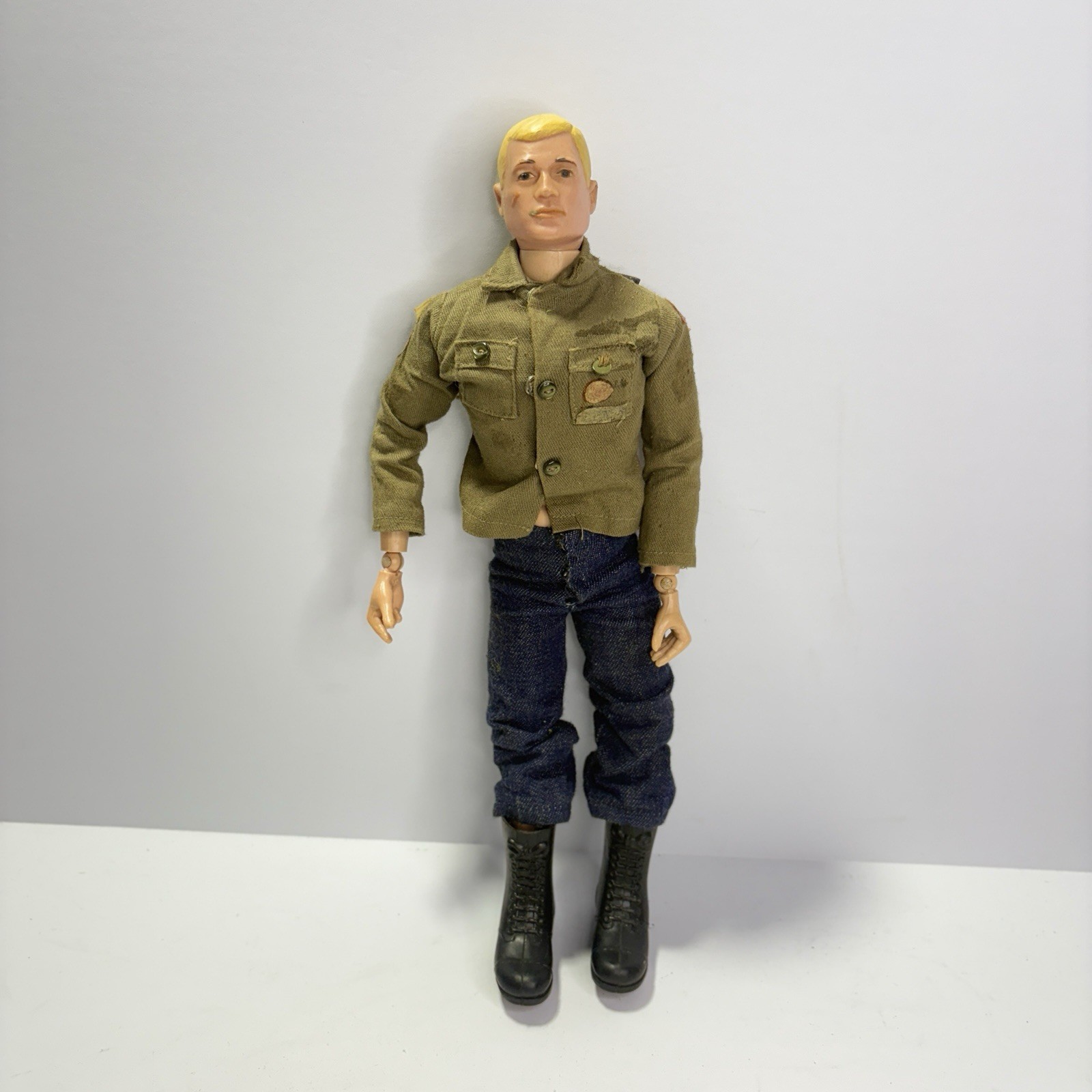 Vintage 1964 GI Joe Action Soldier Blonde Hair Figure L/R Marked Early Edition