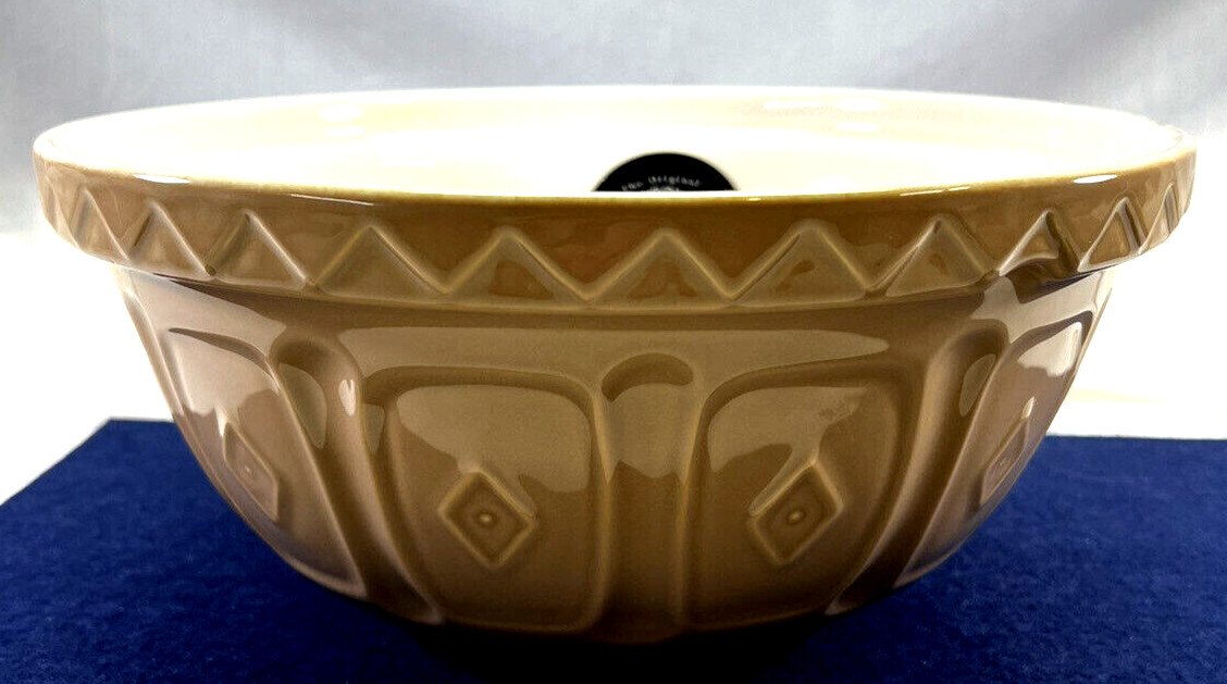 Mason Cash S121 Beige Ceramic Mixing Bowl 4.25 Qt Diamond Pattern England