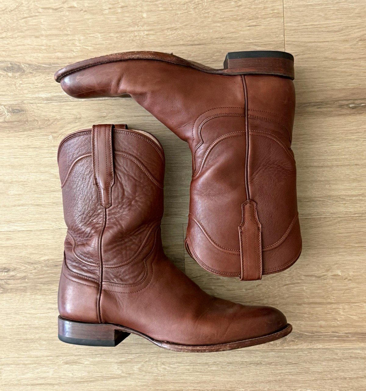 Tecovas Brown Leather Pull-On Boots Men’s -  US 10.5 - The Earl Roper