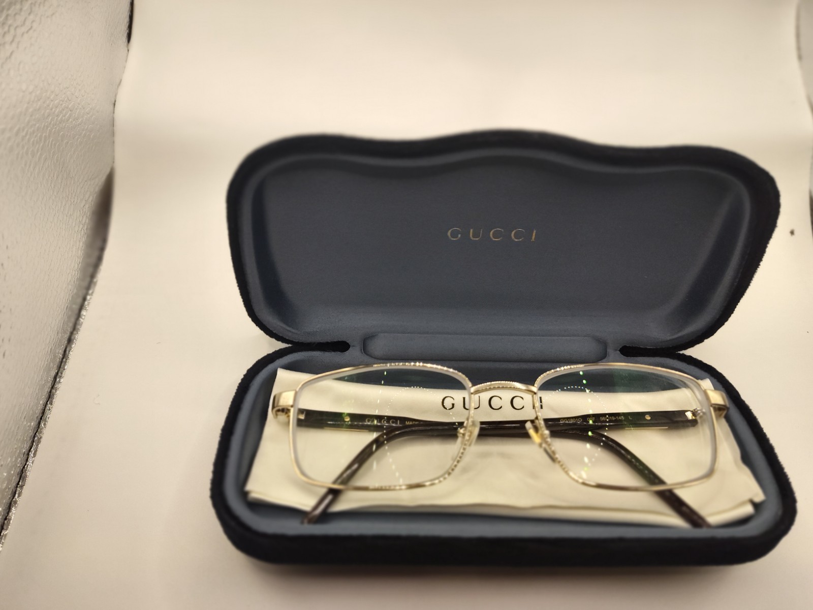 GUCCI GOLD METAL BROWN FRAME GG1801O 007 56/19/145 L MADE IN ITALY