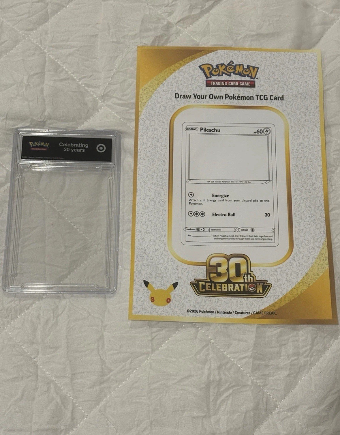 Pokémon TCG Pikachu Draw Your Own Card + 30th Anniversary Hard Case Promo Target Pokémon TCG Pikachu Draw Your Own Card + 30th Anniversary Hard Case Promo Target