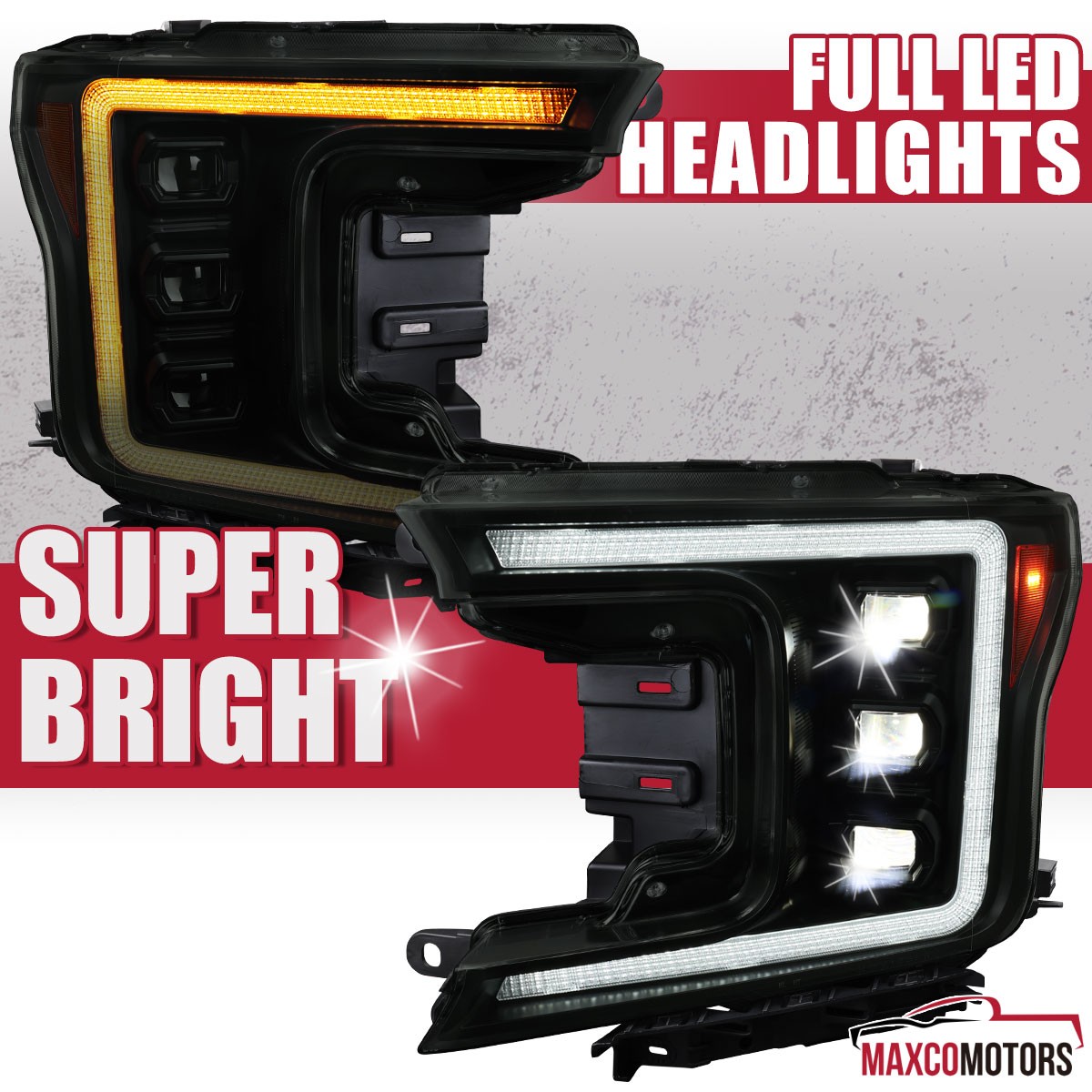 Fits 2018-2020 Ford F150 Smoke Full LED Projector Headlights Sequential Signal Fits 2018-2020 Ford F150 Smoke Full LED Projector Headlights Sequential Signal