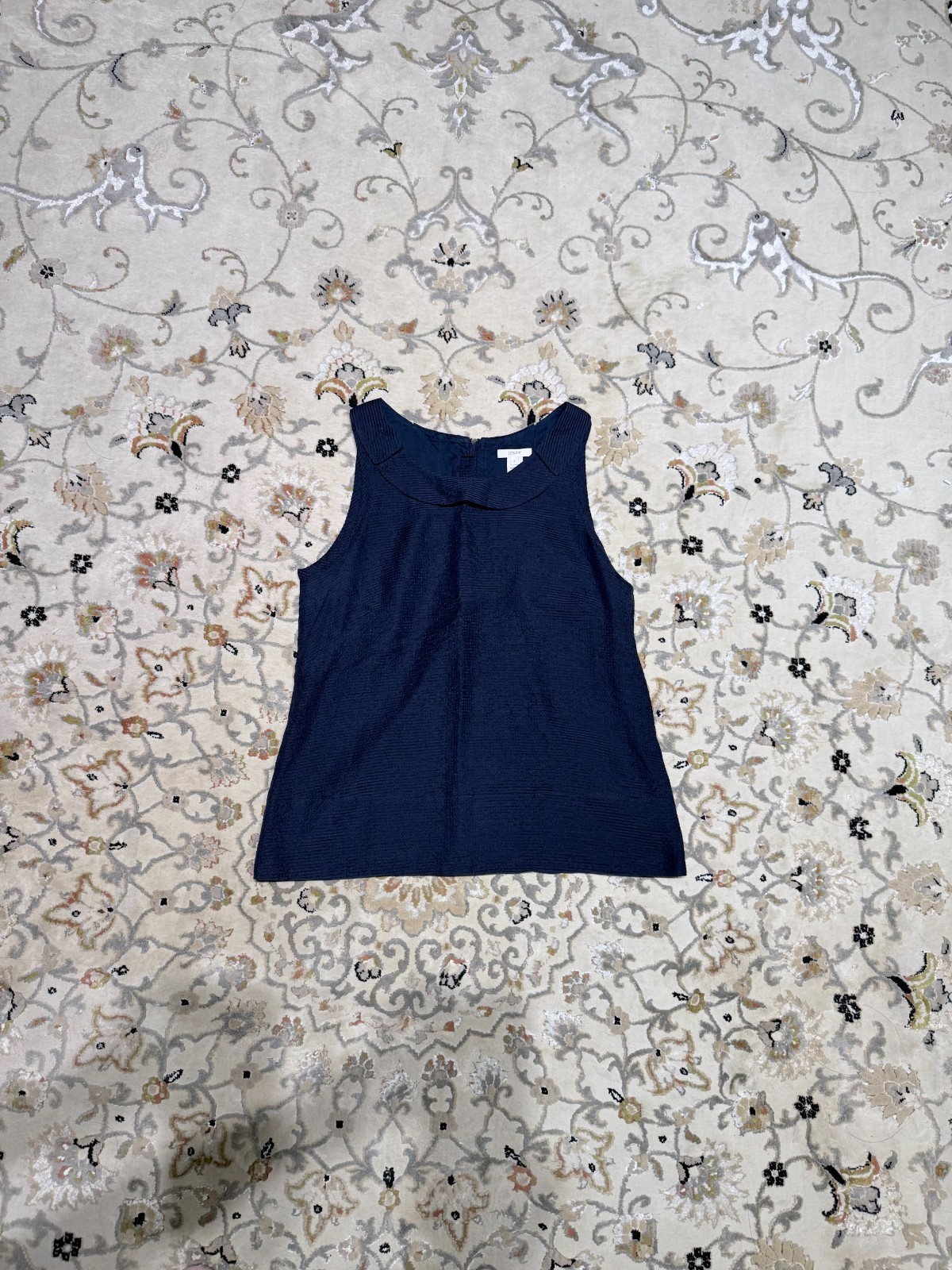 J.CREW NAVY SILK-BLEND SLEEVELESS TOP – SIZE 2