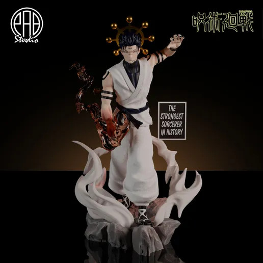 Megumi-Sukuna Figure with Mahoraga Wheel - Custom 3D Printed JJK Statue. Details