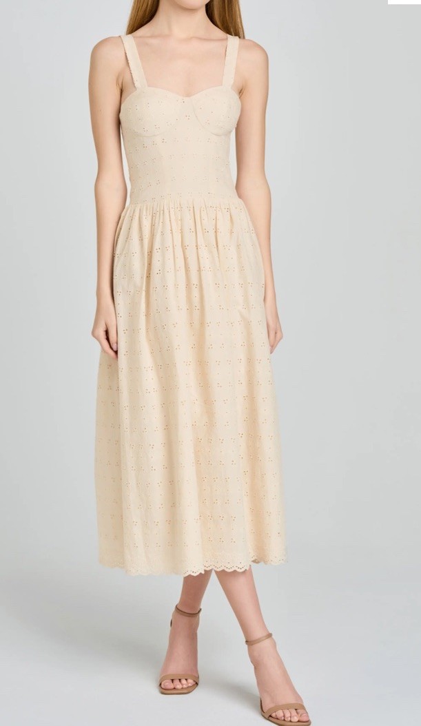 Wayf Cream Eyelet Midi Dress Size Small Wayf Cream Eyelet Midi Dress Size Small