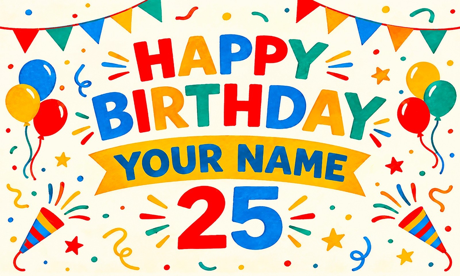 NEW Happy Birthday Banner Personalized 3x5 feet Gender and Age Neutral 