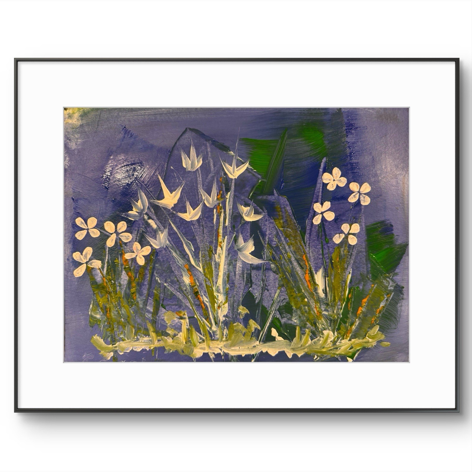 Original Abstract Expressionism 9X12 Flowers at Evening Modern Handmade Signed