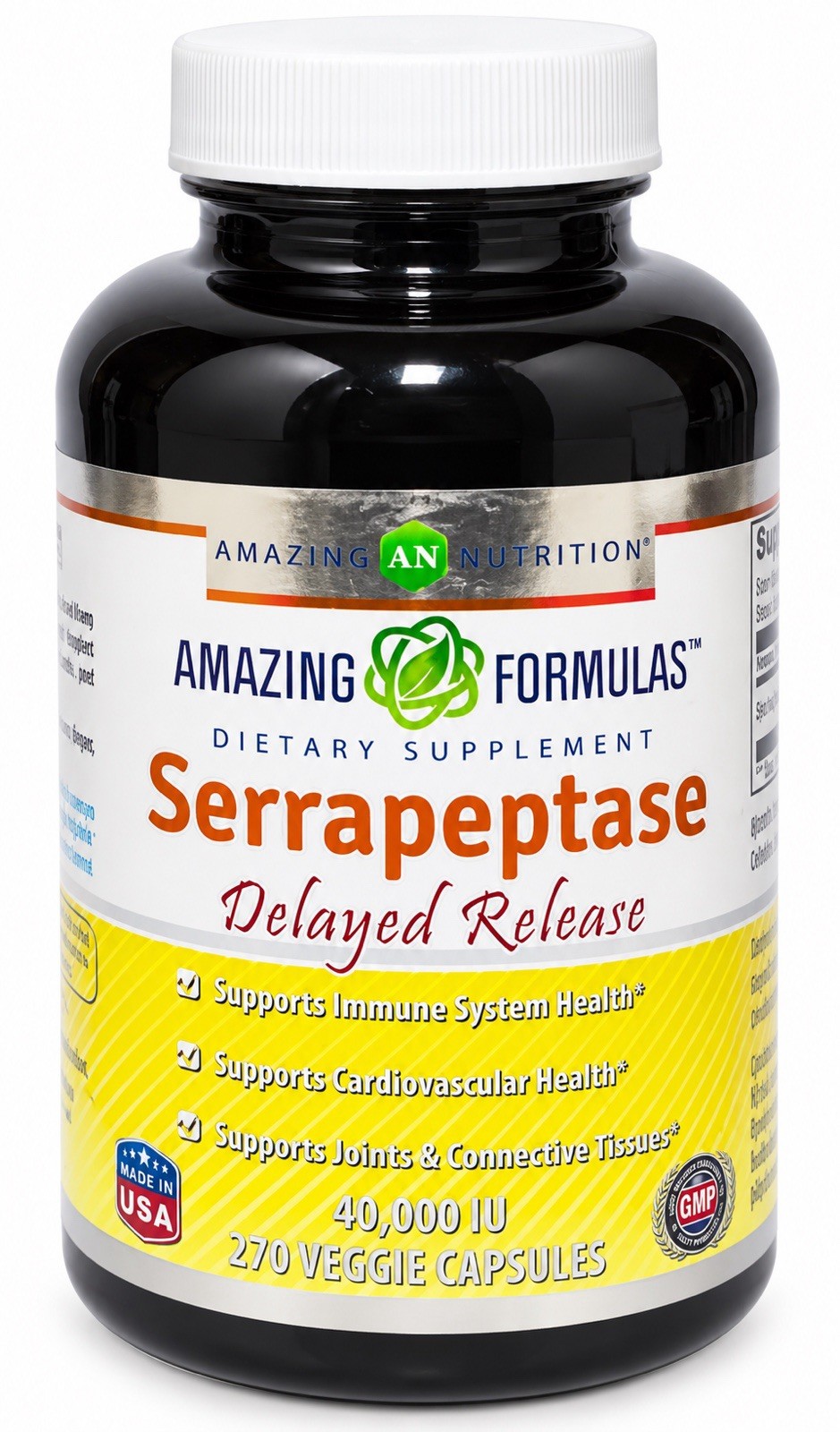 Amazing Formulas Serrapeptase 40000 IU Delayed Release 270 Veggie Capsules