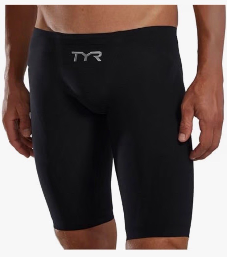 TYR Men\'s Venzo Solid Competition Jammer Swimsuit Onyx Size 28 Black