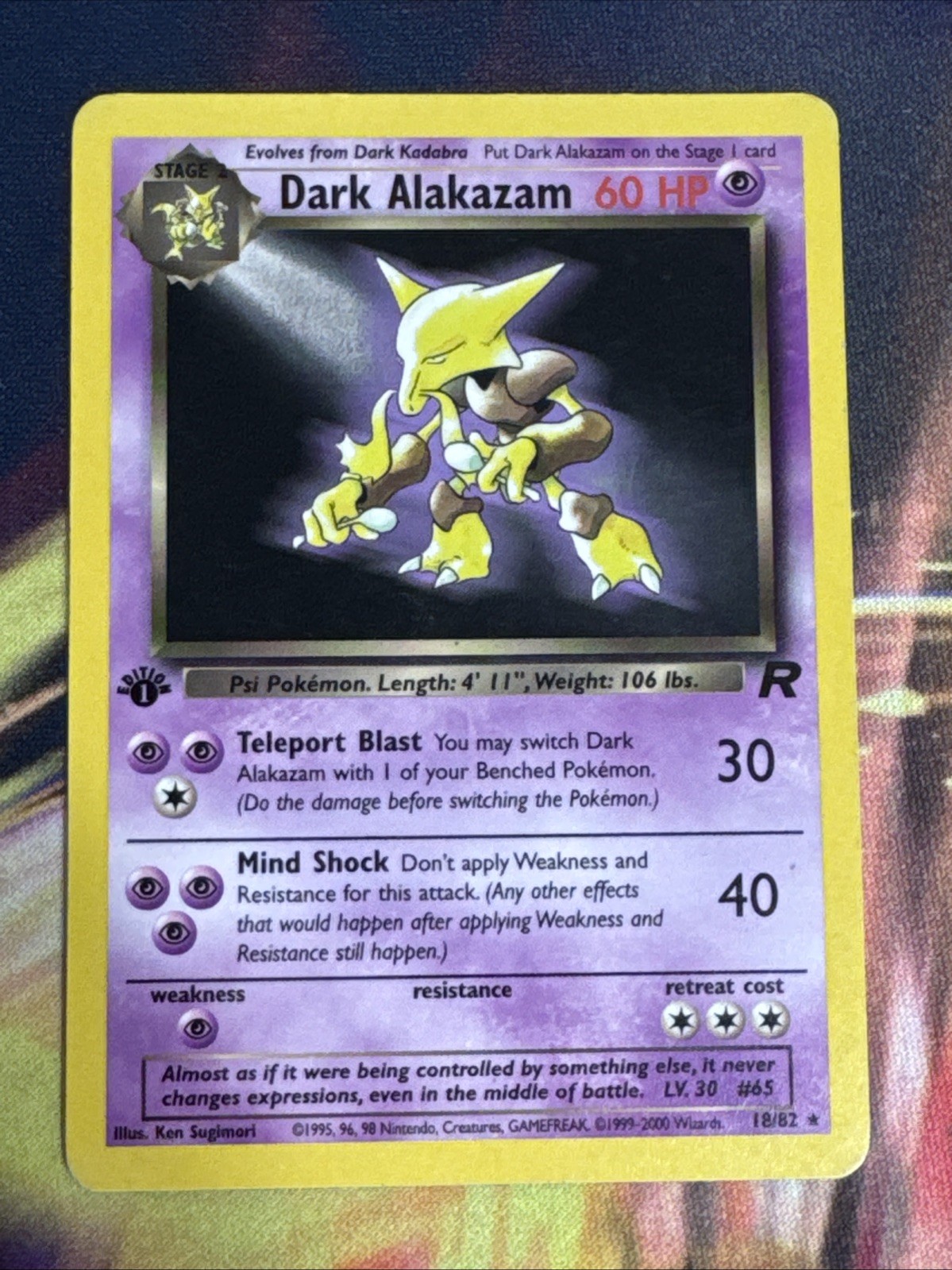 Dark Alakazam 1st Edition Pokemon Team Rocket #18/82 Non-Holo MP
