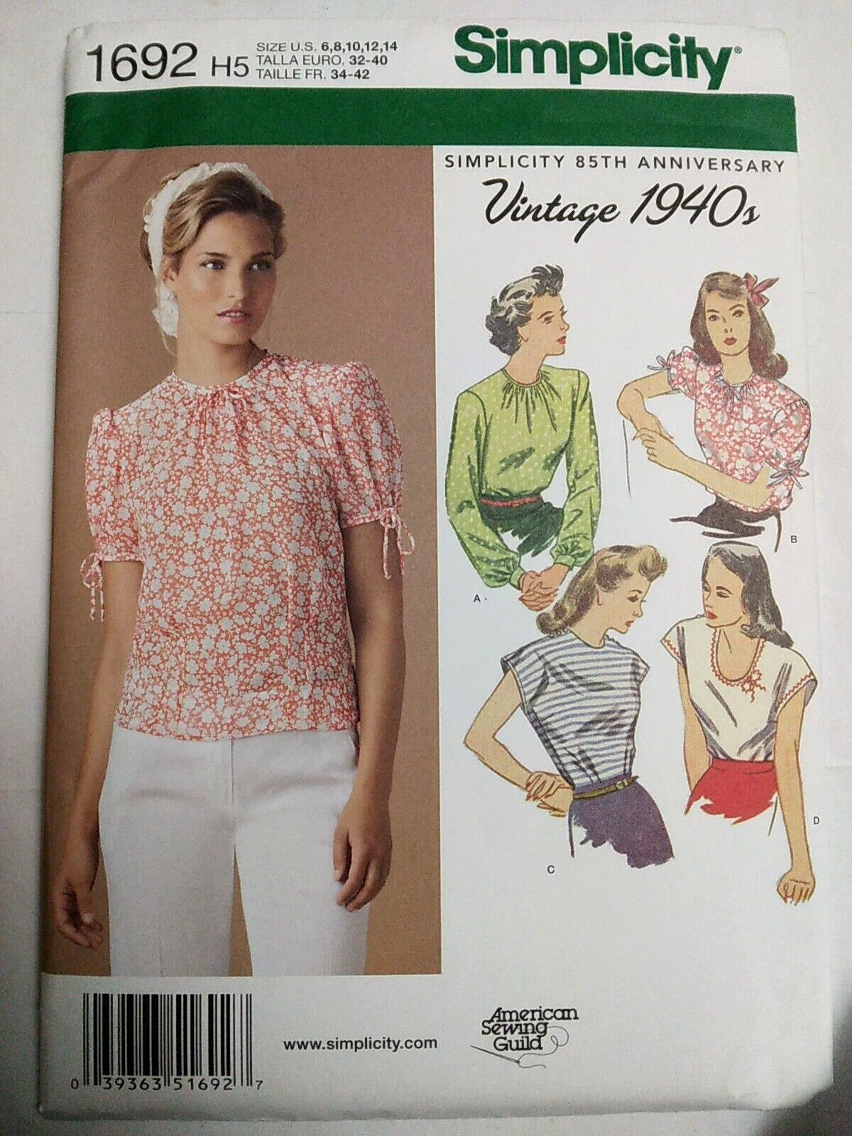 Shirt Top 6-14 Simplicity 1692 Sewing Pattern VTG Retro 40\'s Long Short Sleeve Shirt Top 6-14 Simplicity 1692 Sewing Pattern VTG Retro 40\'s Long Short Sleeve