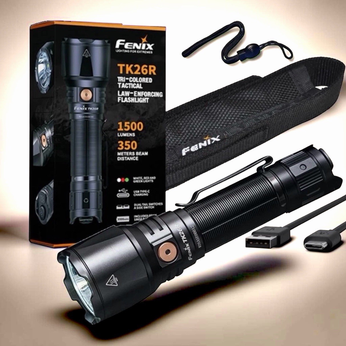 Fenix TK26R Tactical LED Flashlight - 1500 Lumens - USB Rechargeable - Brand New