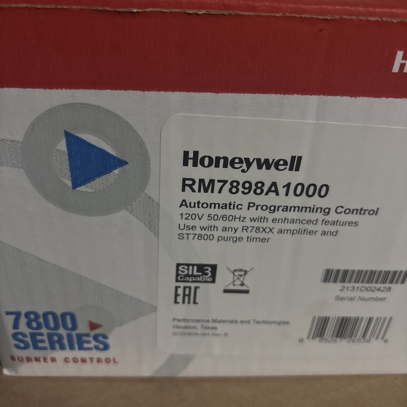 New HONEYWELL RM7898A1000 BURNER CONTROL,RM7898 A 1000 BURNER (0Hour/76cycle),EU New HONEYWELL RM7898A1000 BURNER CONTROL,RM7898 A 1000 BURNER (0Hour/76cycle),EU