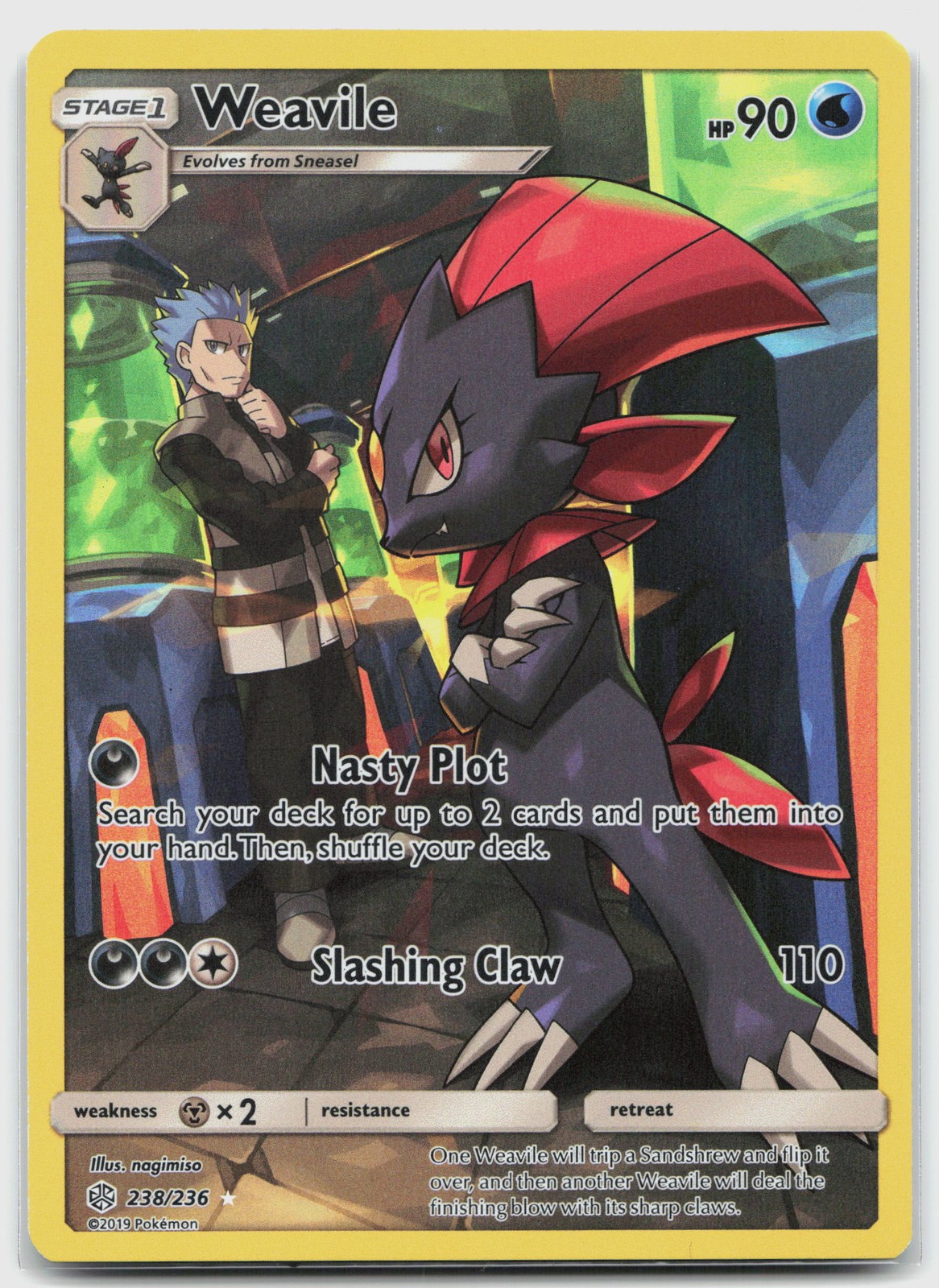 Weavile (Secret) 238/236 (NM) - SM - Cosmic Eclipse - Secret Rare - Pokemon TCG