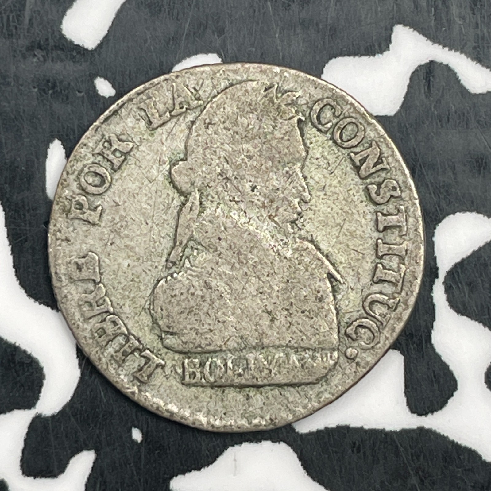 1830-PTS JL Bolivia 1/2 Sol Lot#N1138 Silver