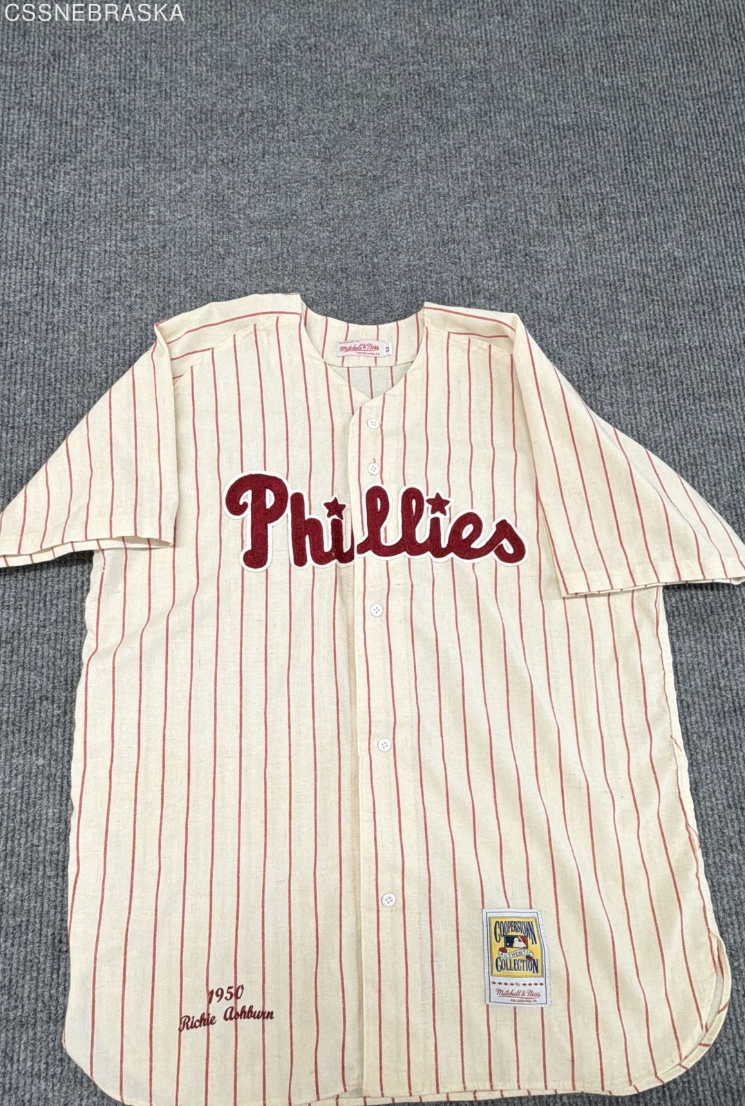Mitchell & Ness Mens 1950 Phillies Richie Ashburn Jersey 52 Stitched Cream Wool