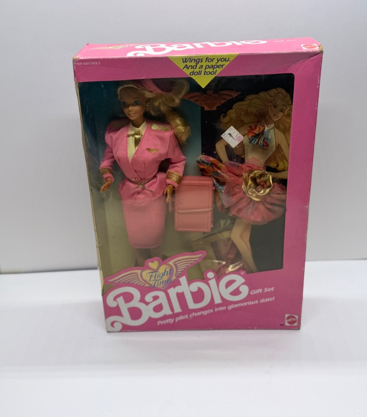 Barbie Flight Time African American Doll Gift Set 1989 Mattel Pink Dress NEW