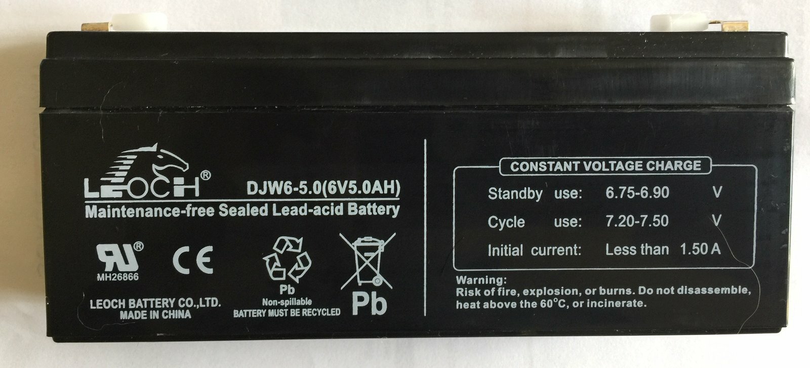 Leoch DJW6-5.0 (6 VOLT 5.0 AH) SLA Rechargeable BATTERY
