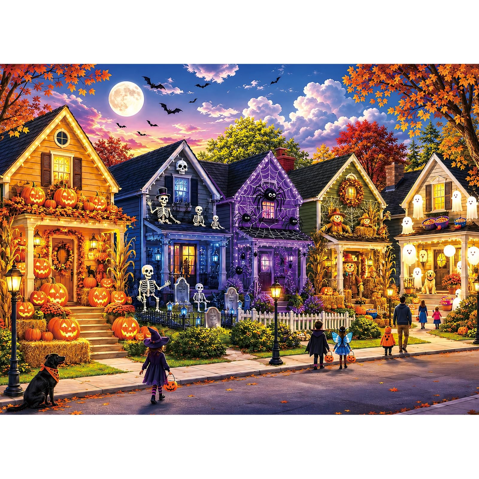 Halloween Suburb Scene Spooky 500 Piece Jigsaw Puzzle for Adults