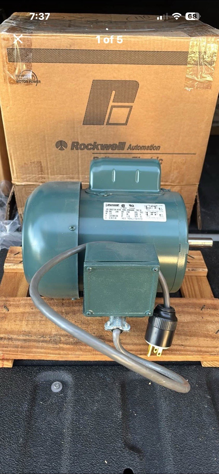 Reliance Electric 1/3HP 1740RPM Single Phase Motor C56H6008 TEFC Rockwell New