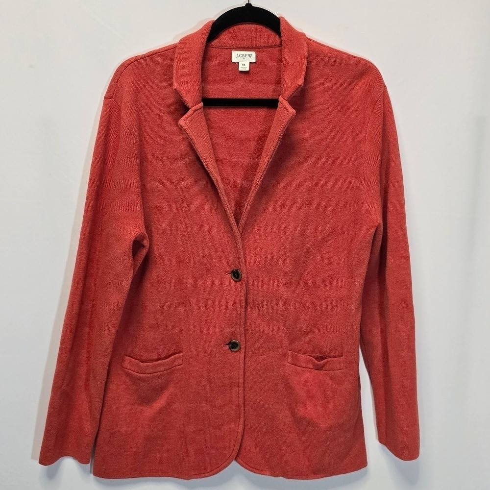 J Crew Factory Orange Cotton Double Button Schoolboy Blazer Sweater Womens XL J Crew Factory Orange Cotton Double Button Schoolboy Blazer Sweater Womens XL