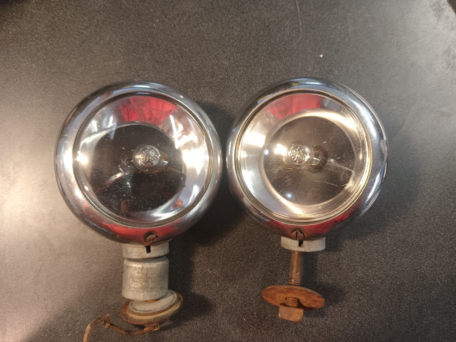 1949-1951 Ford Vintage OEM Fog Lights w/ Clear Pristine Lens Stamped Ford 1949-1951 Ford Vintage OEM Fog Lights w/ Clear Pristine Lens Stamped Ford