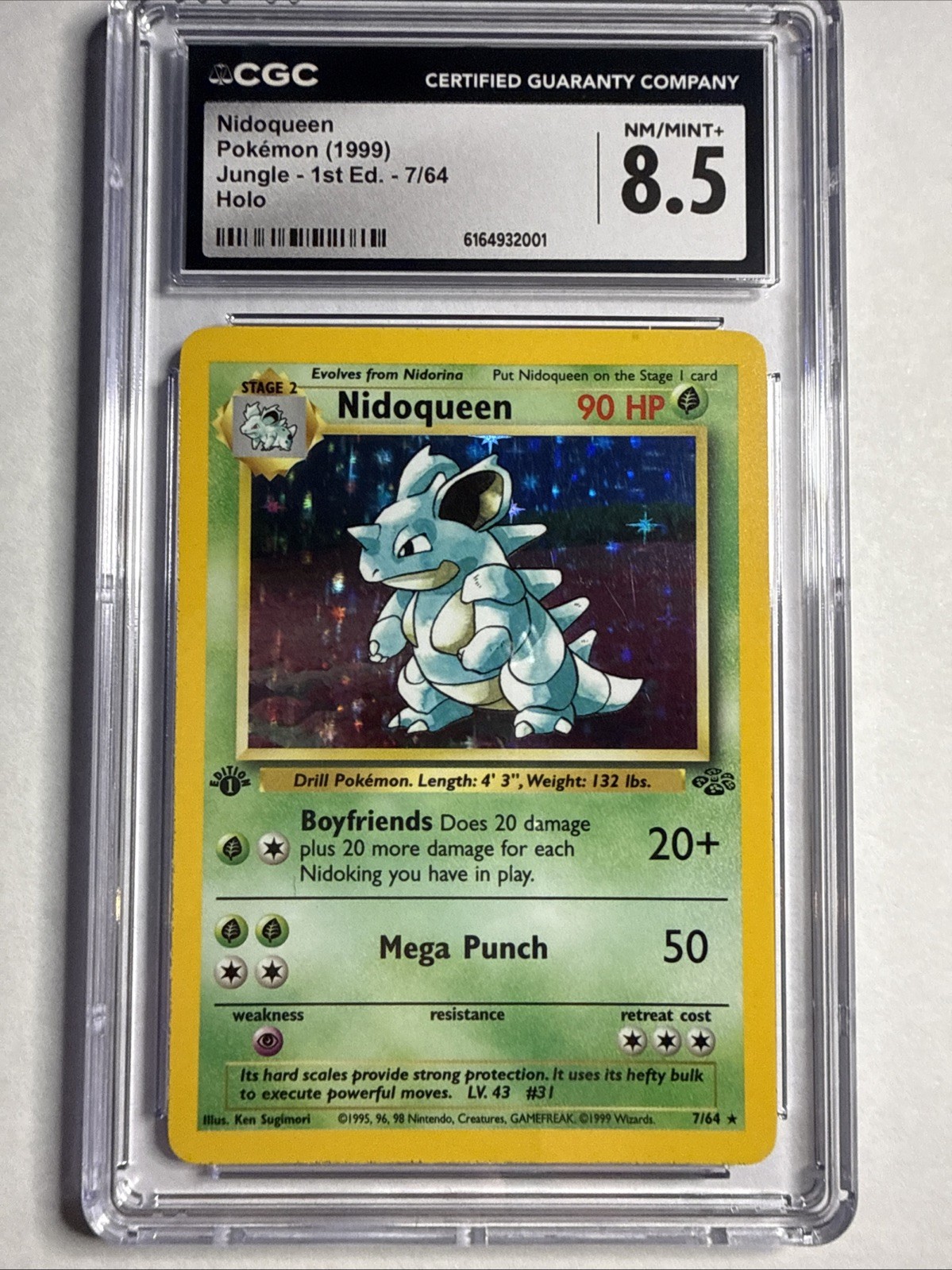 Nidoqueen 07/64 Jungle Holo CGC 8.5 First Edition Nidoqueen 07/64 Jungle Holo CGC 8.5 First Edition