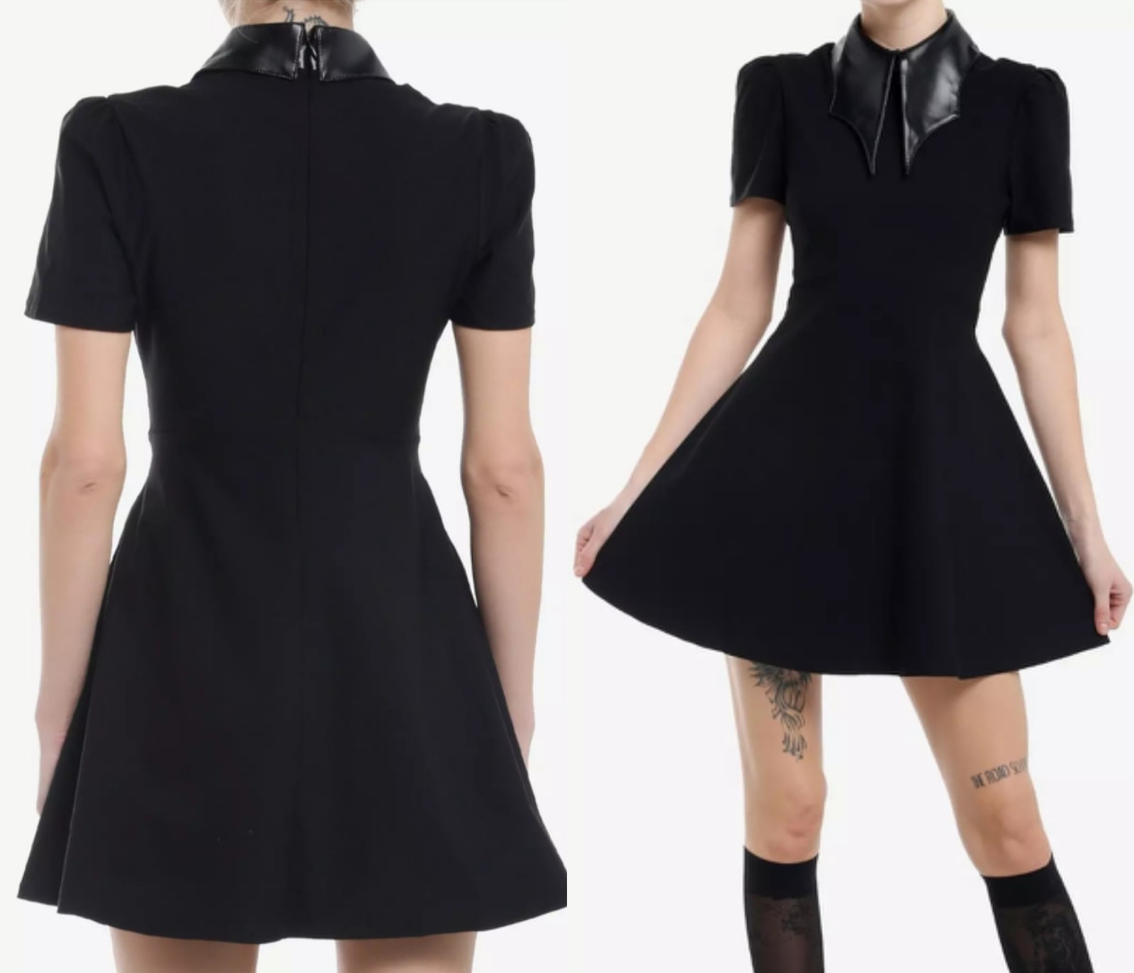 NWT Killstar Kihilist Chapel Batwing Collar Dress Sz M Tonal Black Pleather