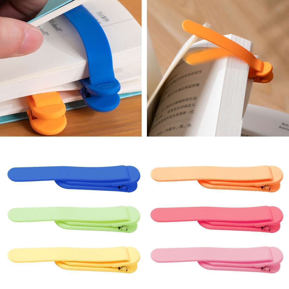 6PCS Silicone Automatic Bookmarks Book Marks Clip Gifts for Reading