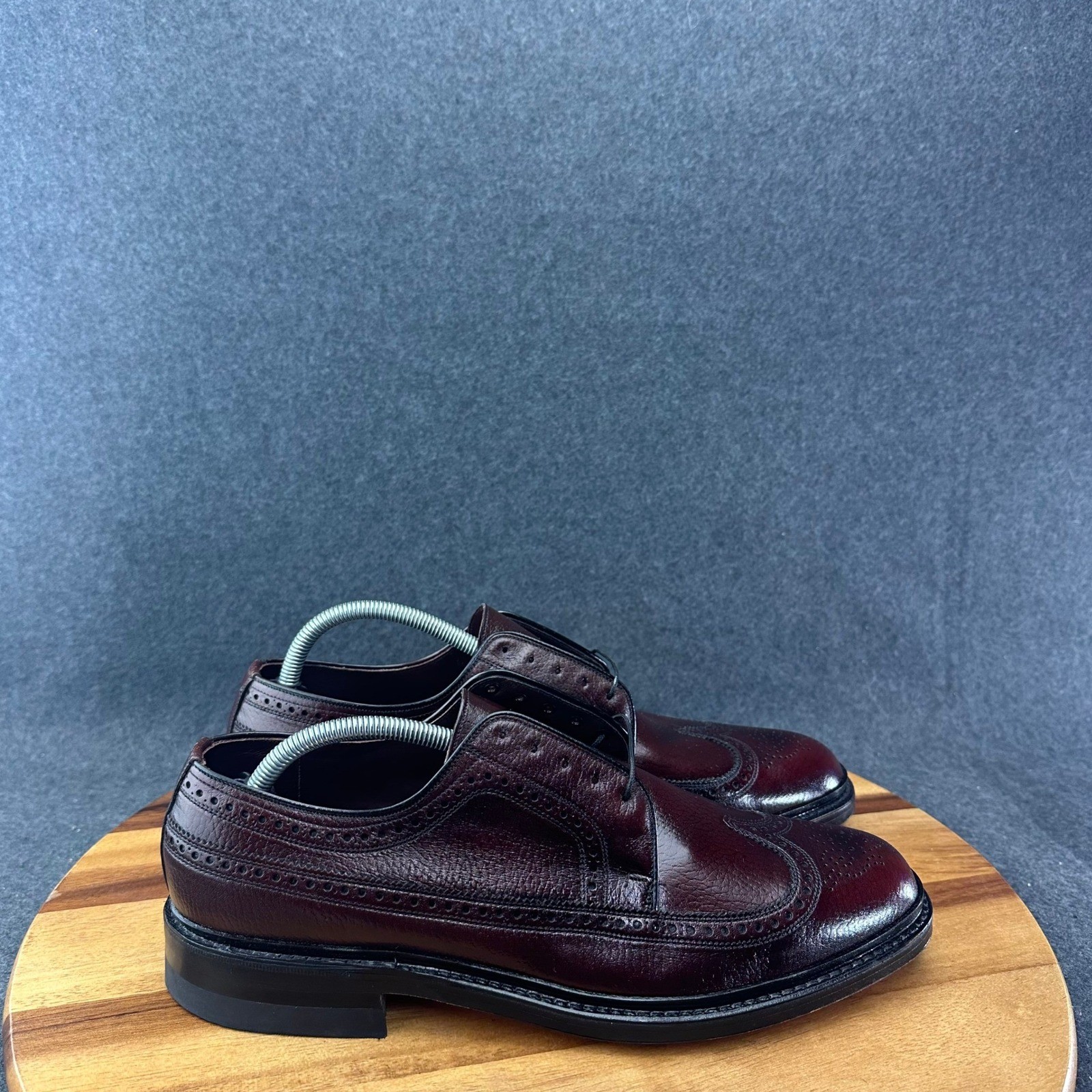 Sears Vtg NOS Easy Flex Mens Brogue Wingtip Shoes Burgundy Made In USA Sz 11D